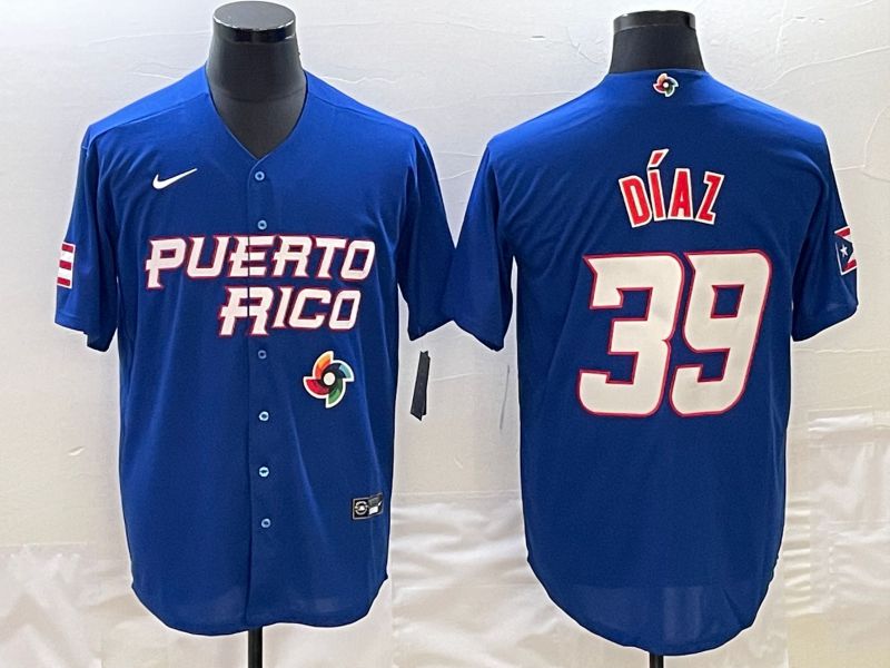 Men 2023 World Cub Puerto Rico #39 Diaz Blue Nike MLB Jersey1->more jerseys->MLB Jersey